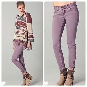 Low Rise Free People Lilac Purple Millennium Skinny Jeans